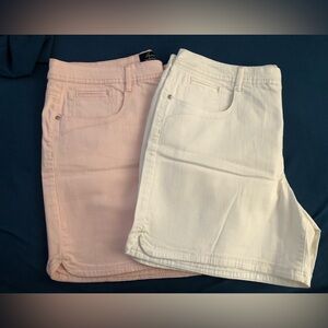 Lot of Two (2) Gloria Vanderbilt Denim Shorts, Pink & White, Size 18